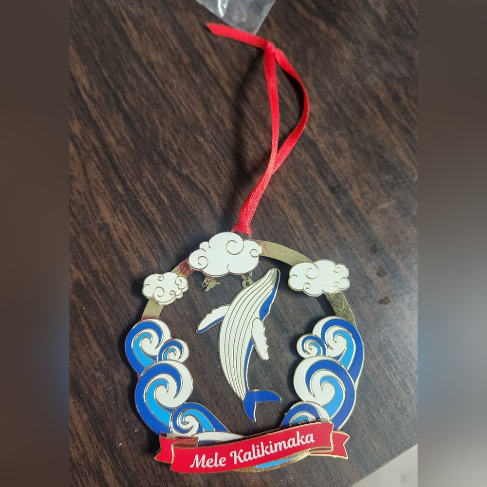 Mele Kalikimaka Blue Whale Holiday Ornament